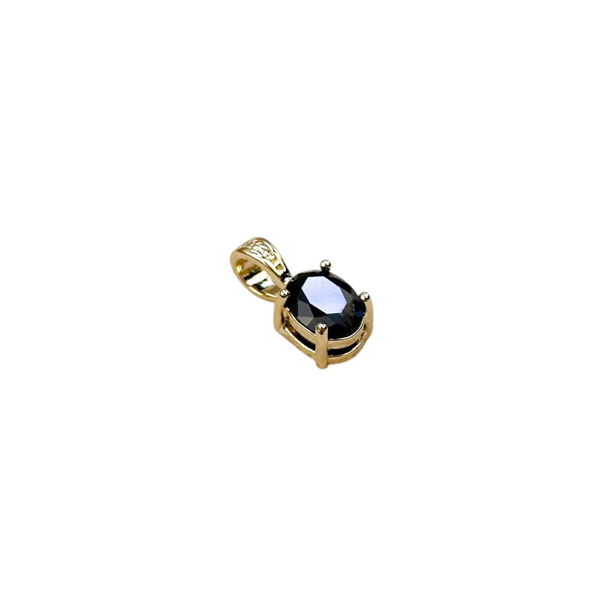 Oval Black CZ 7mm Pendant in 18K gold-filled, view 4