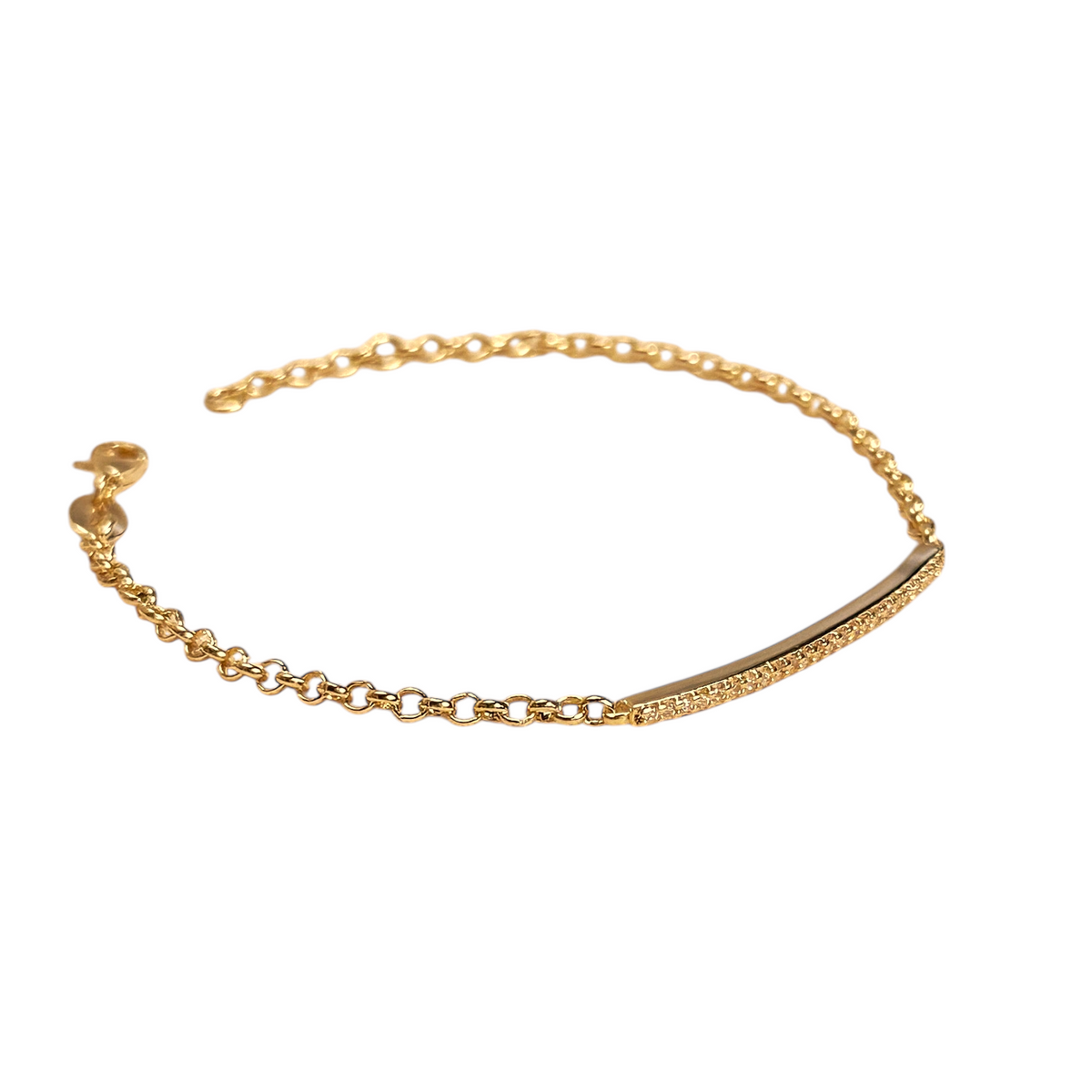 CZ Bar Rolo Chain Bracelet in 18K gold-filled, view 2