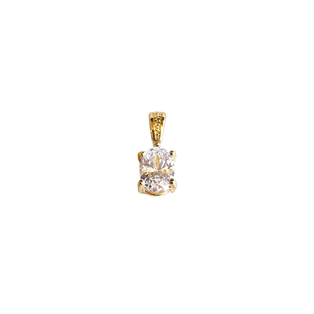 Oval Clear CZ 7mm Pendant in 18K gold-filled