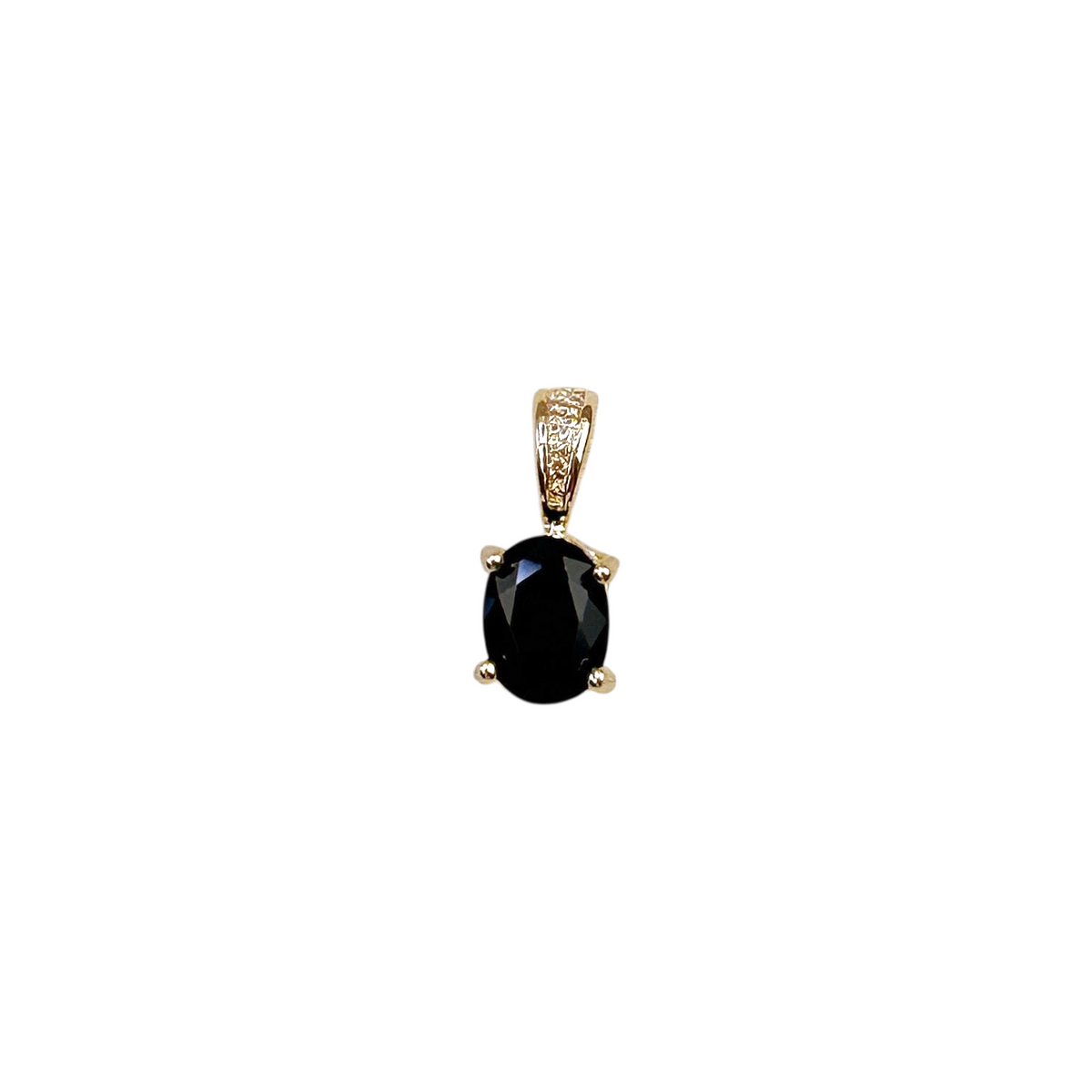 Oval Black CZ 7mm Pendant in 18K gold-filled