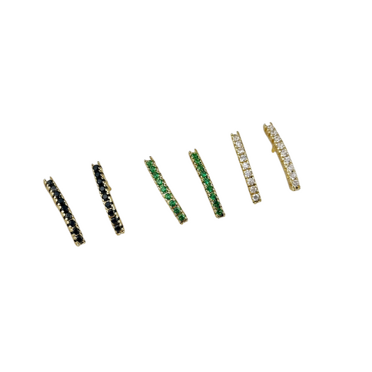 CZ Bar Stud 18k Gold Filled Earrings