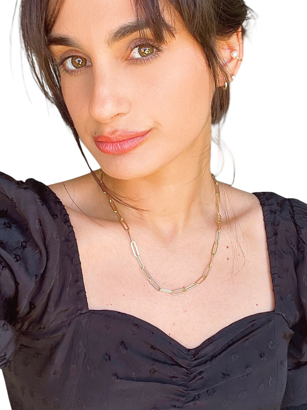 Classic Paperclip Link Chain 4.5mm Necklace in 18K gold-filled, view 2