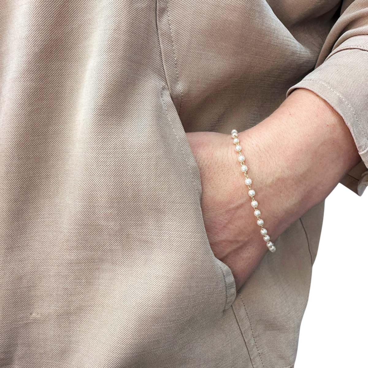 Pearl 3mm Bracelet in 18K gold-filled, view 7