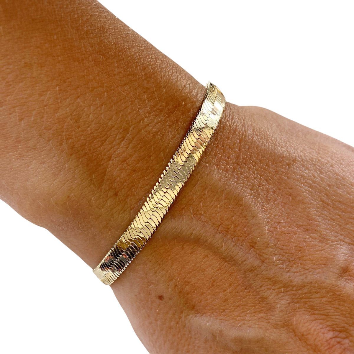 Herringbone Chain 6mm Bracelet in 18K gold-filled, view 3