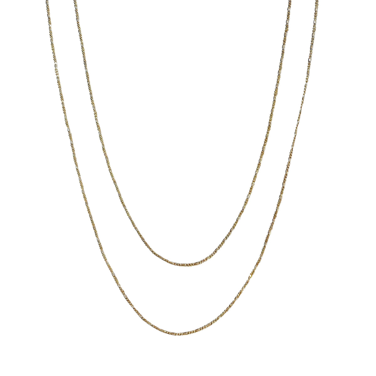 Thin Figaro Link Chain 1.5mm Necklace in 18K gold-filled, view 2