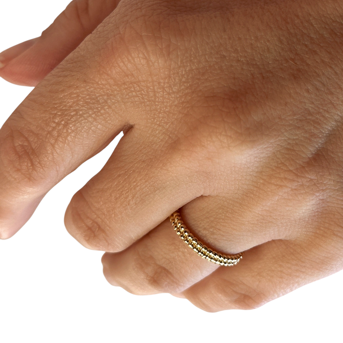 Dual Row Beaded Eternity Band Ring in 18K gold-filled, view 5