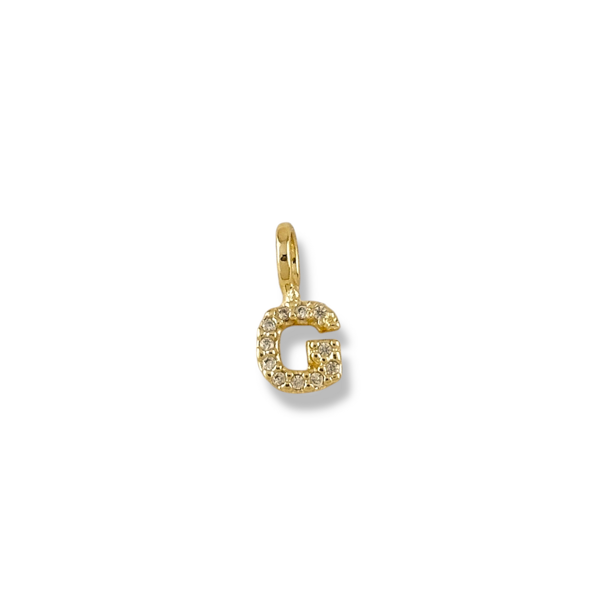 Letter G pavé CZ initial charm, 12mm, 18K gold-filled