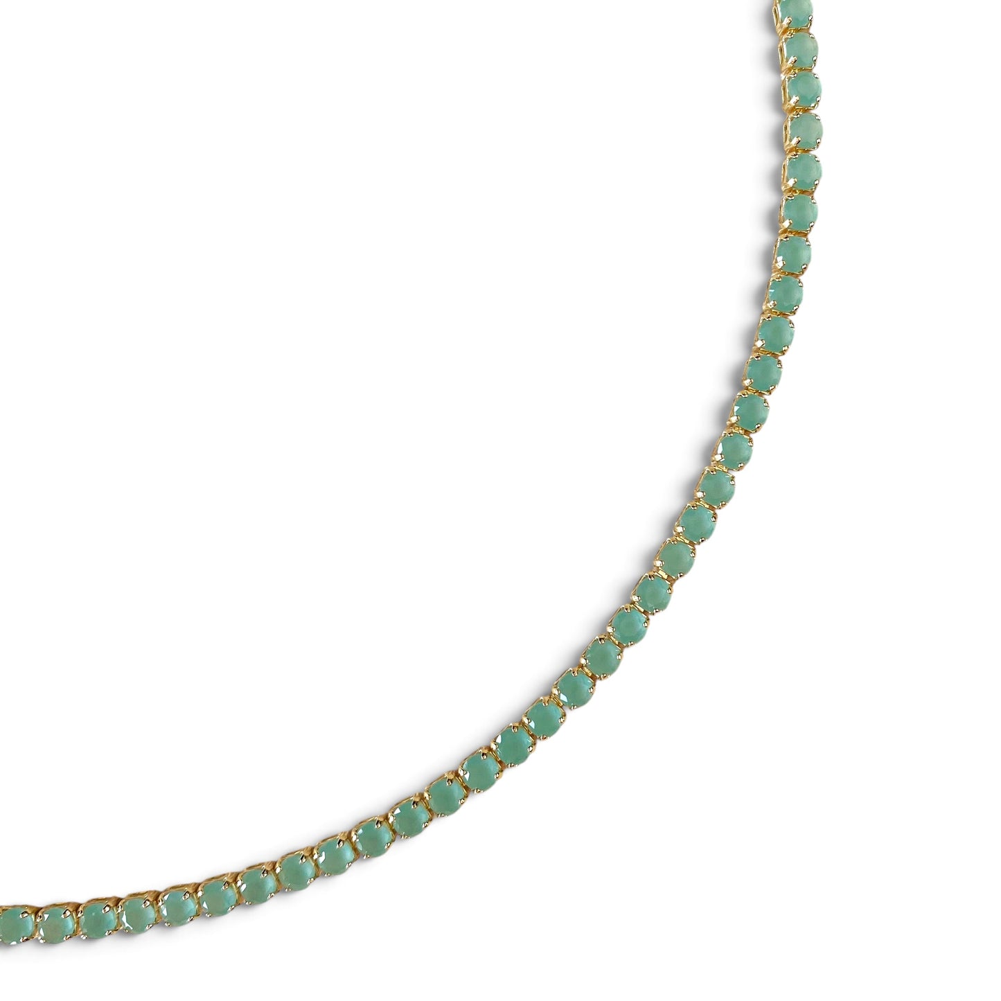 Mint CZ 3mm 18K Gold Filled Riviera Necklace