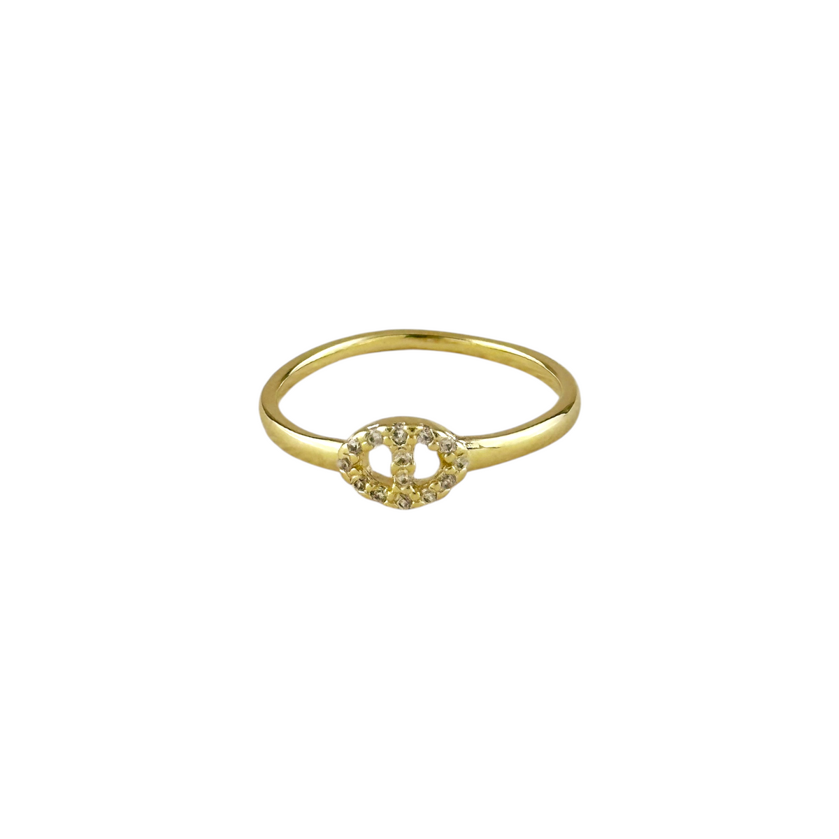 Pavé CZ Mariner Link Ring in 18K gold-filled