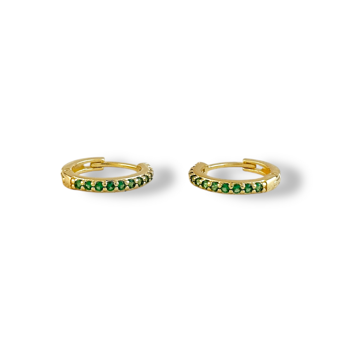 CZ Huggie 15mm Hoop Earrings in 18K gold-filled, view 2