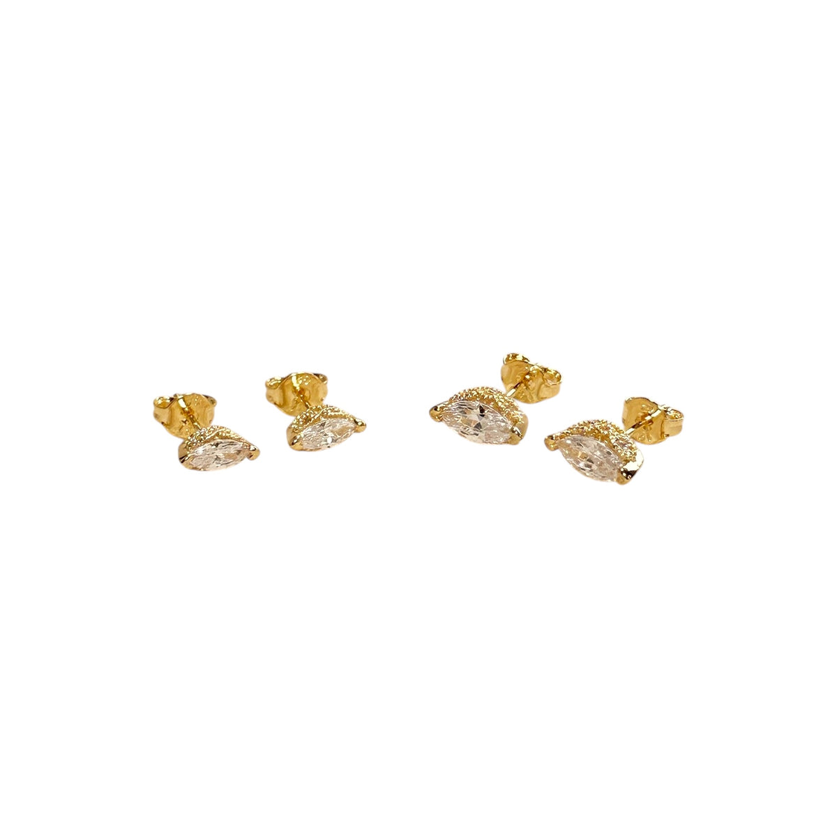 Vintage Marquise Clear CZ Stud Earrings in 18K gold-filled, view 4