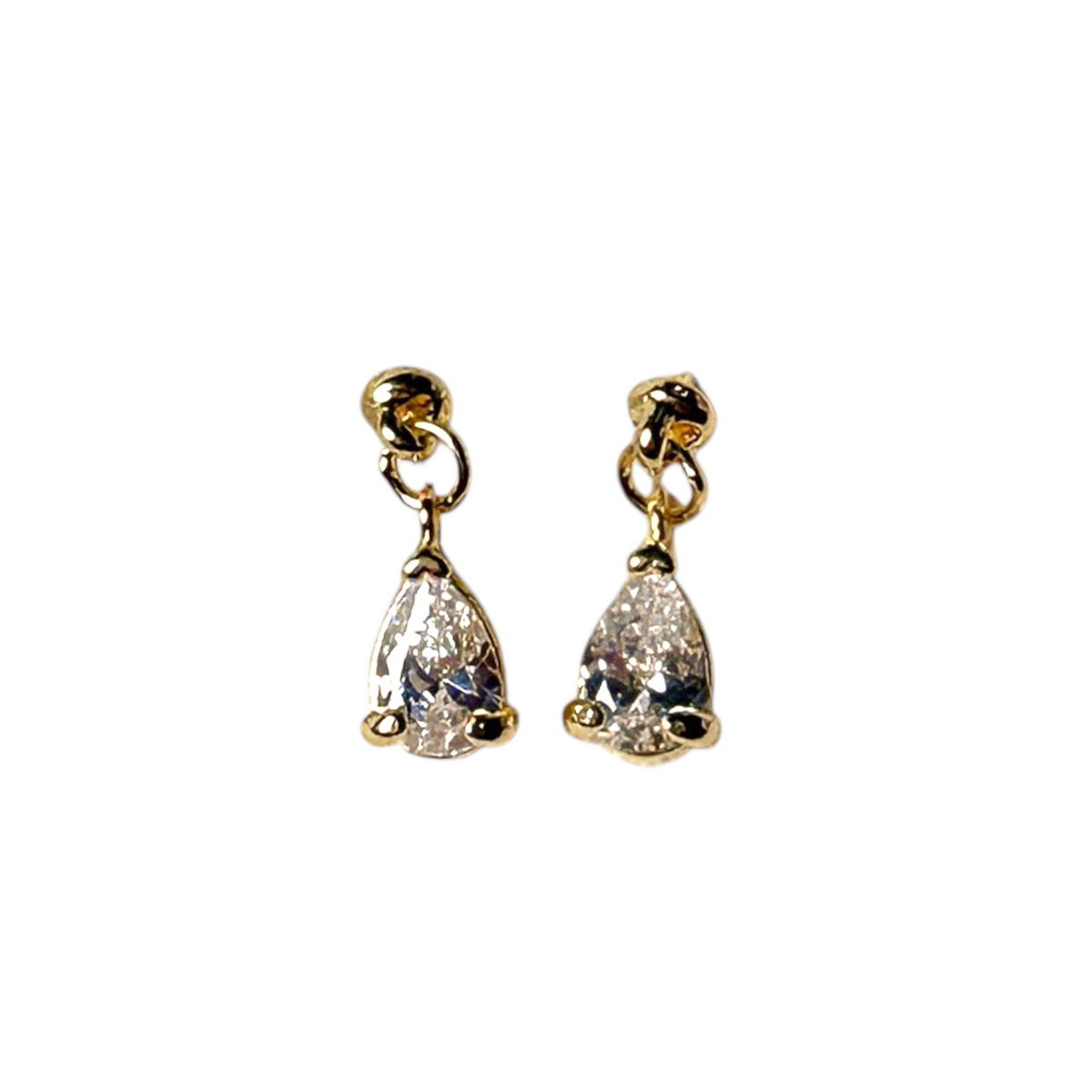 Teardrop CZ 10mm Stud Earrings in 18K gold-filled