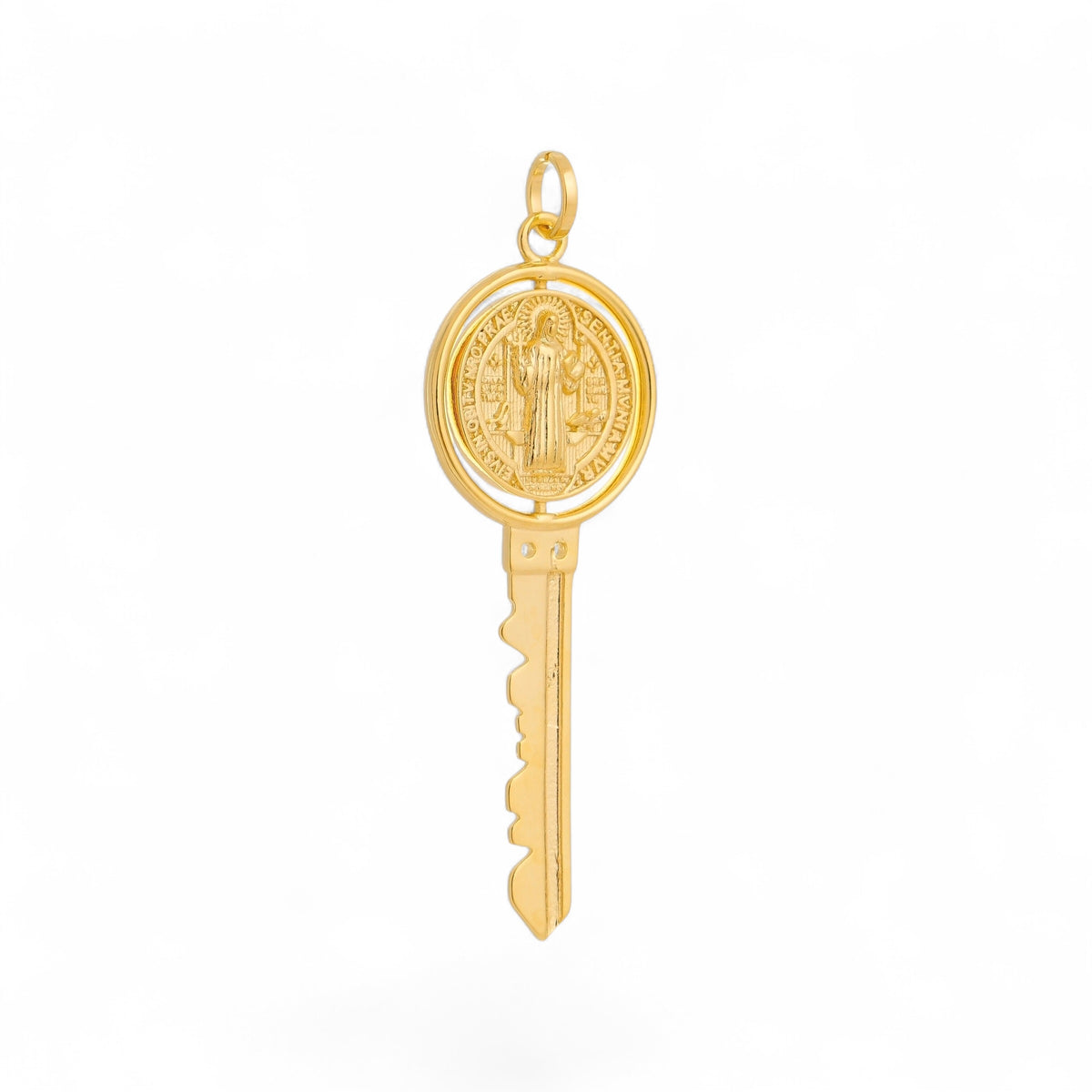 Saint Benedict Swivel Medal Key 51mm Pendant in 18K gold-filled