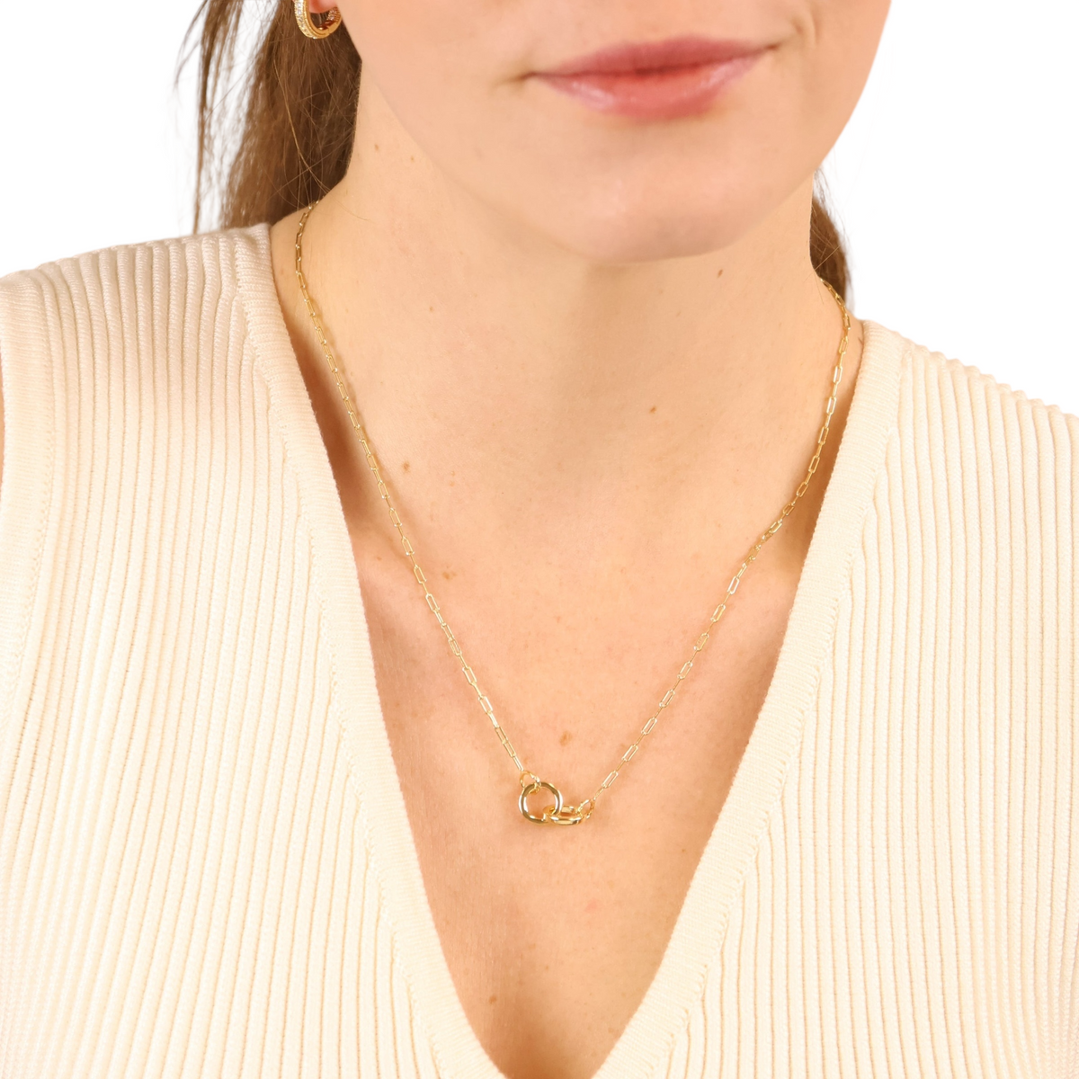Interlocking Circles Necklace in 18K gold-filled, view 8