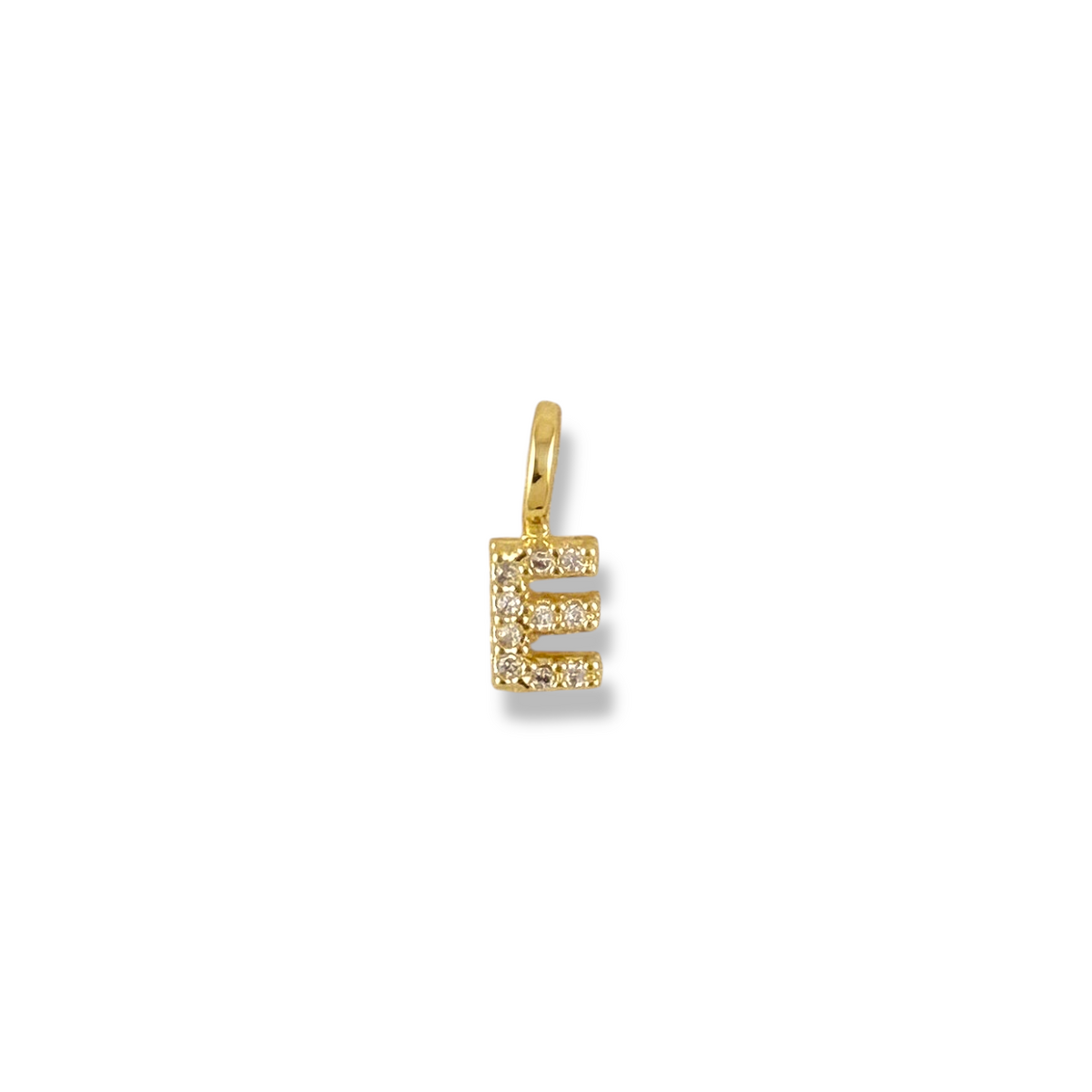 Letter E pavé CZ initial charm, 12mm, 18K gold-filled