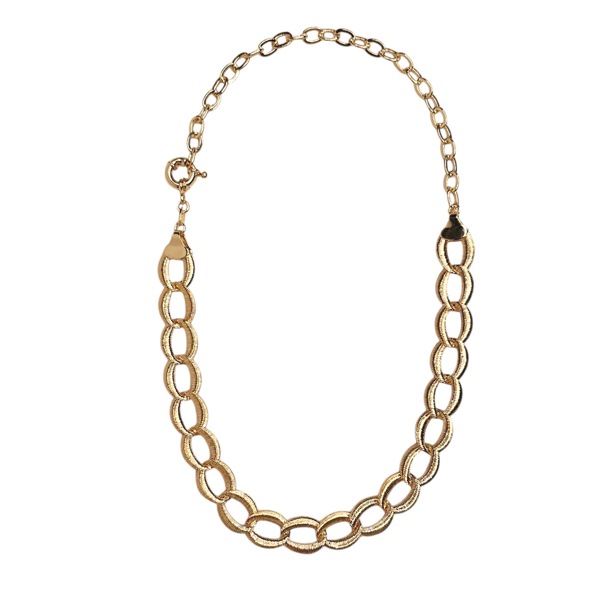 Textured Oval Link Chain Necklace in 18K gold-filled, view 2