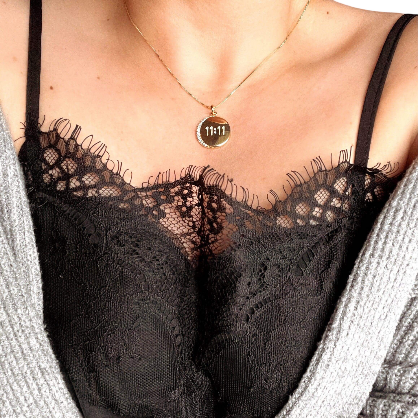 11:11 with CZ Crescent Moon 18K Gold Filled Necklace