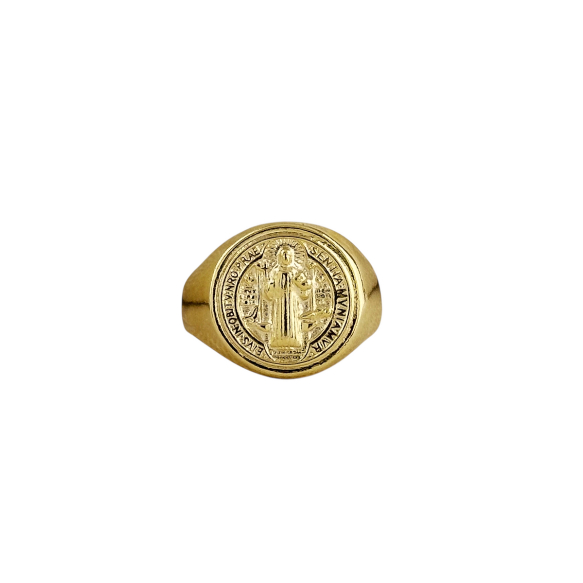 Saint Benedict Signet Ring in 18K gold-filled