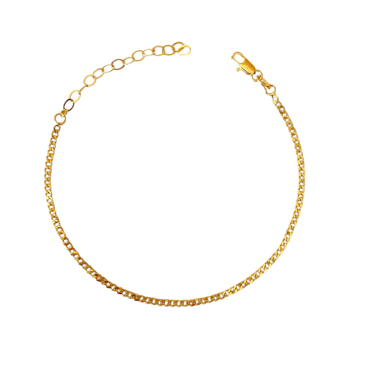 Cuban Link Chain 2mm Anklet in 18K gold-filled