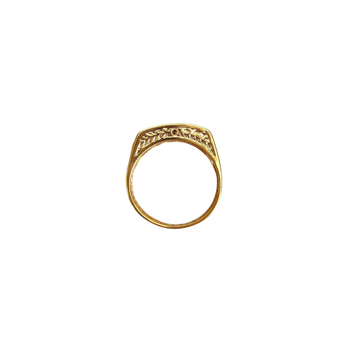 Textured Signet CZ Band Ring in 18K gold-filled, view 3
