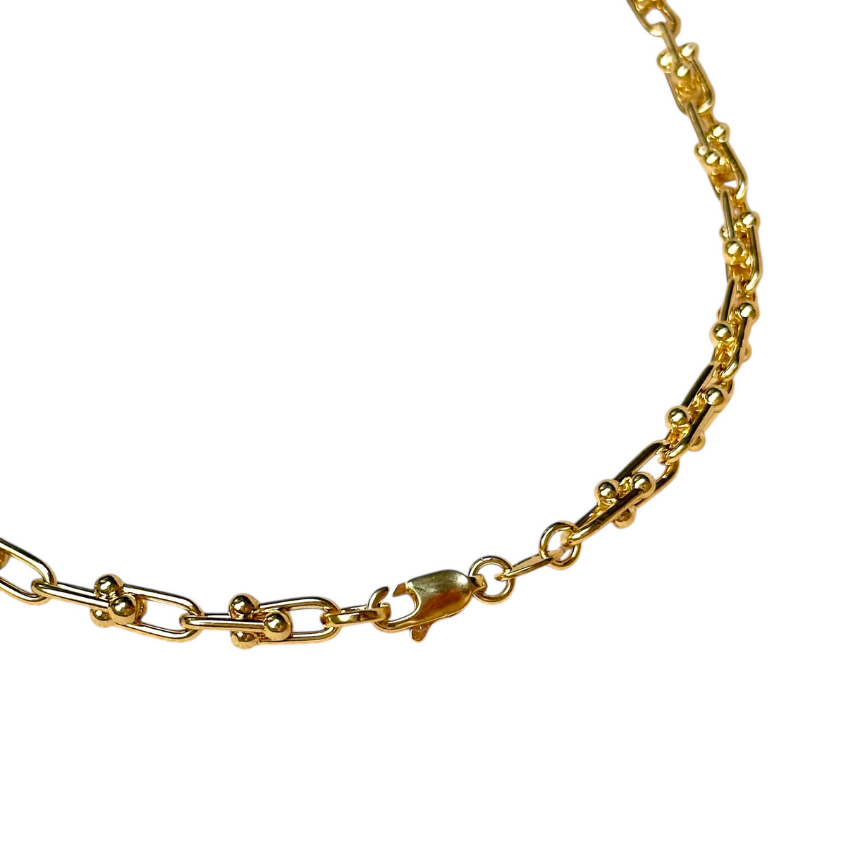 Graduated Ball Detail Link Chain Necklace in 18K gold-filled, view 2