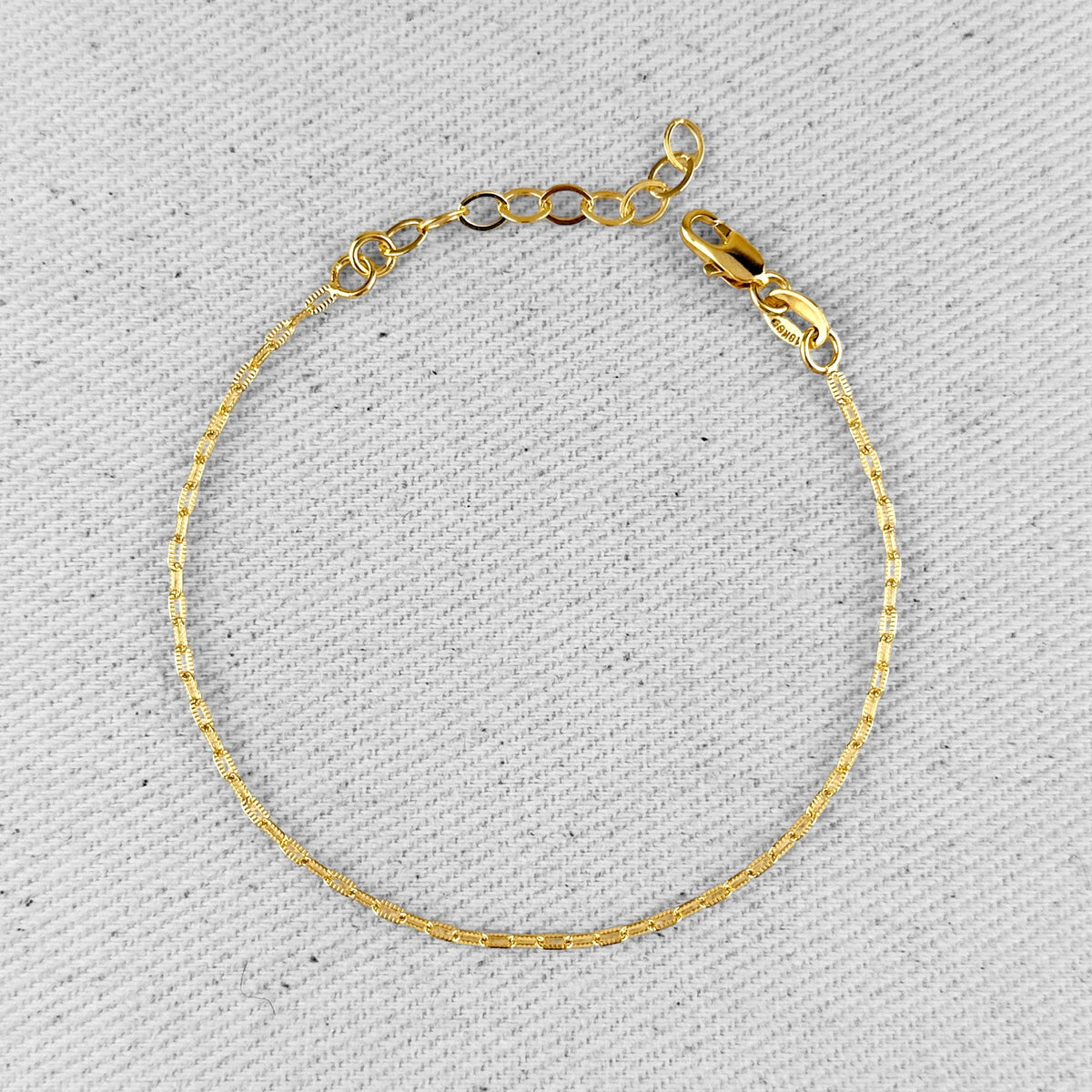 Diamond Cut Mini Link Chain Bracelet in 18K gold-filled, view 6