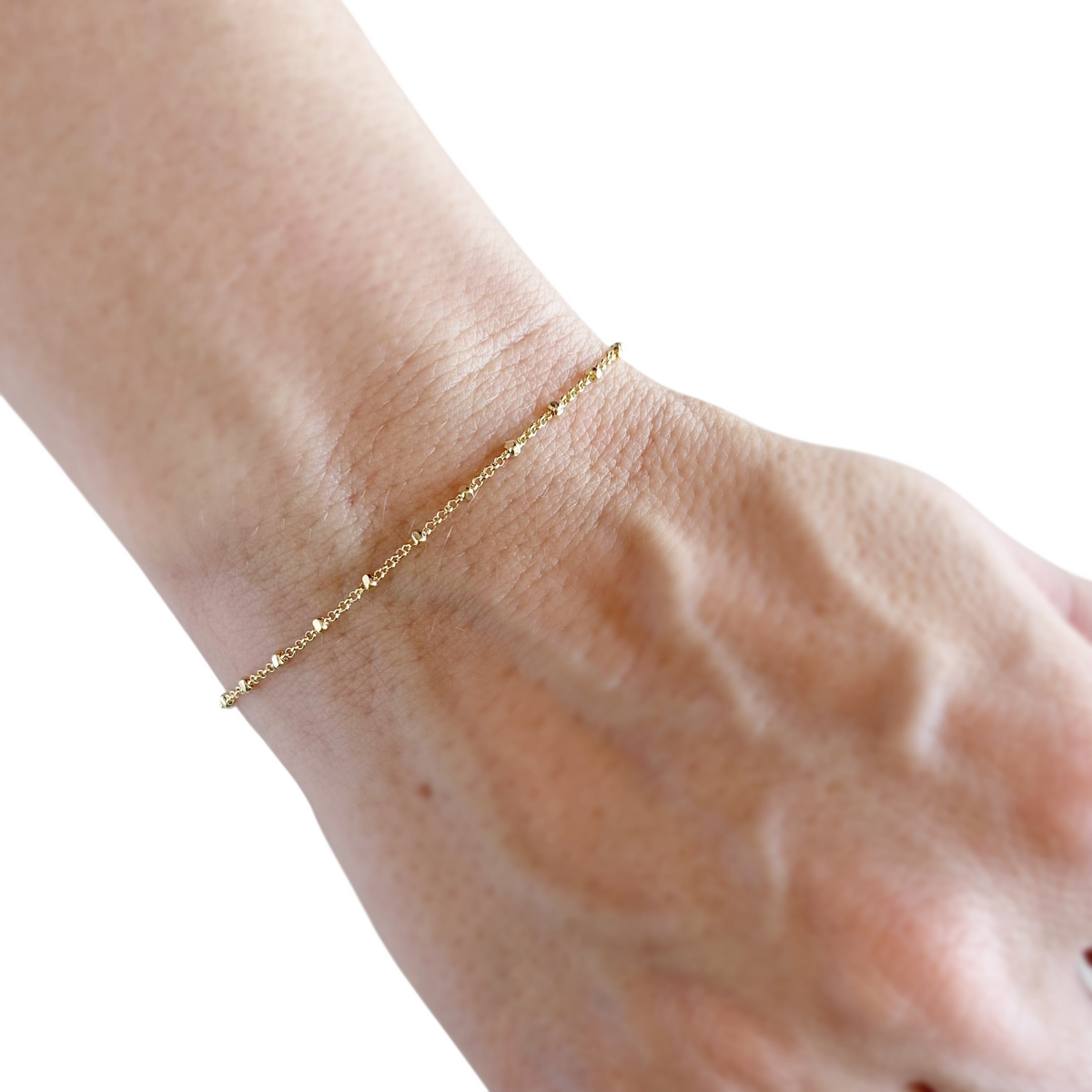 Satellite Chain 1mm Bracelet in 18K gold-filled, view 2