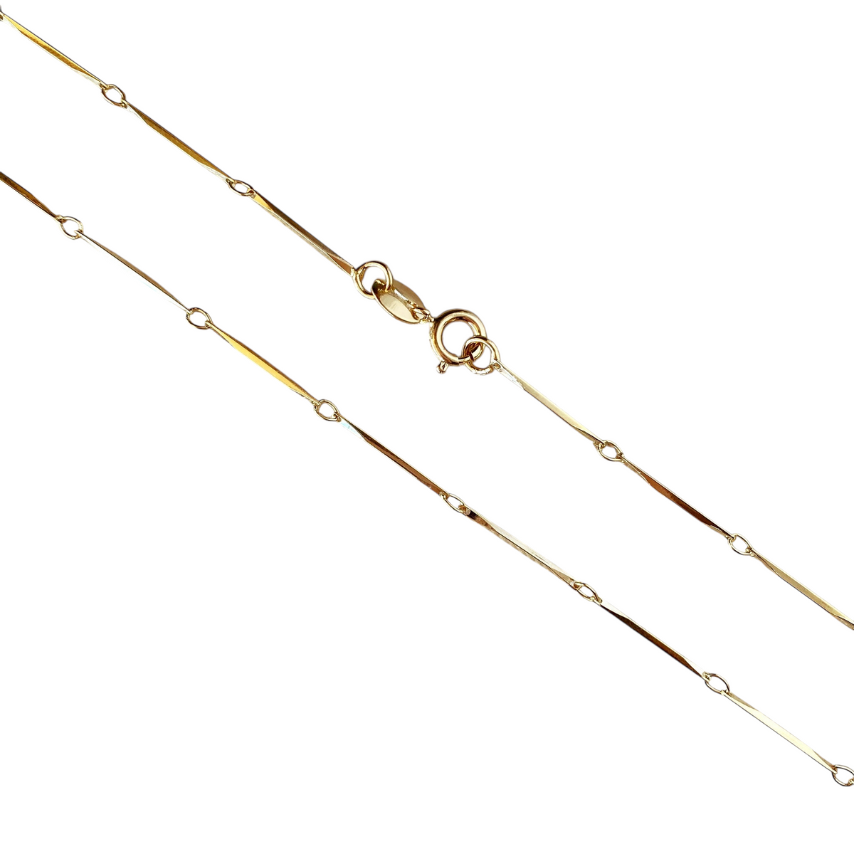 Diamond Cut Straw Chain 1mm Necklace in 18K gold-filled, view 4
