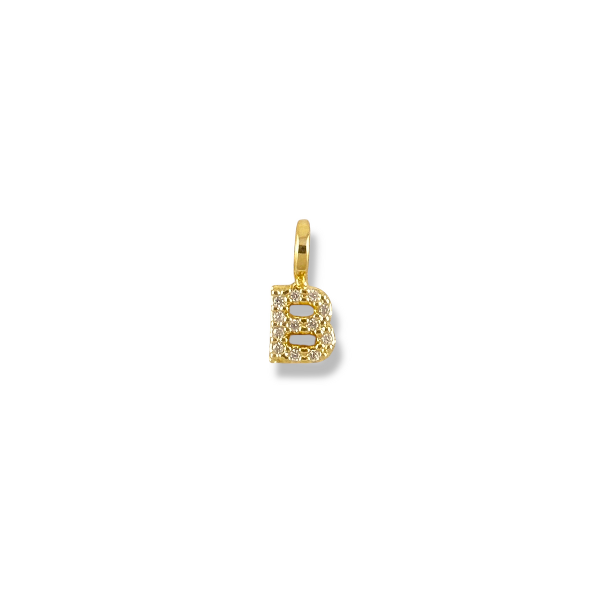 Letter B pavé CZ initial charm, 12mm, 18K gold-filled
