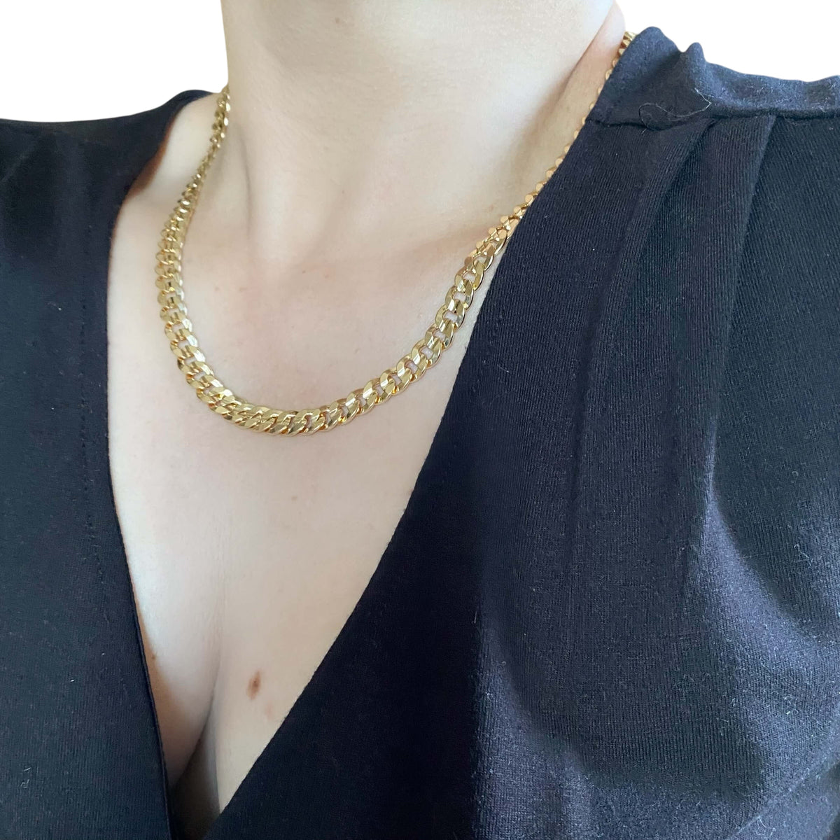 Diamond Cut Cuban Link 8mm Necklace in 18K gold-filled, view 3