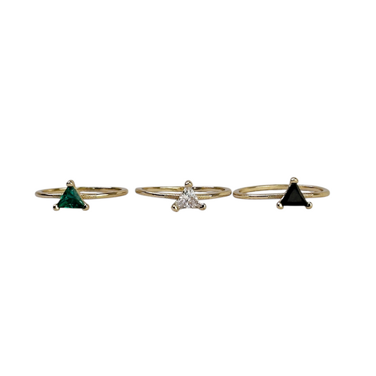 Triangle Cut CZ Solitaire 18k Gold Filled Ring