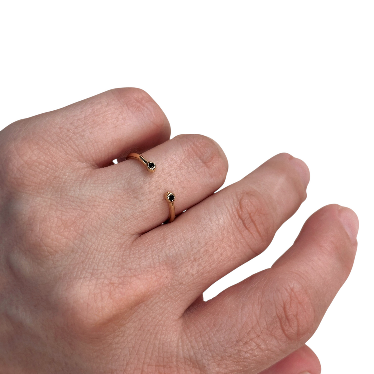 Dual Tip CZ 1.2mm Open Ring in 18K gold-filled, view 6