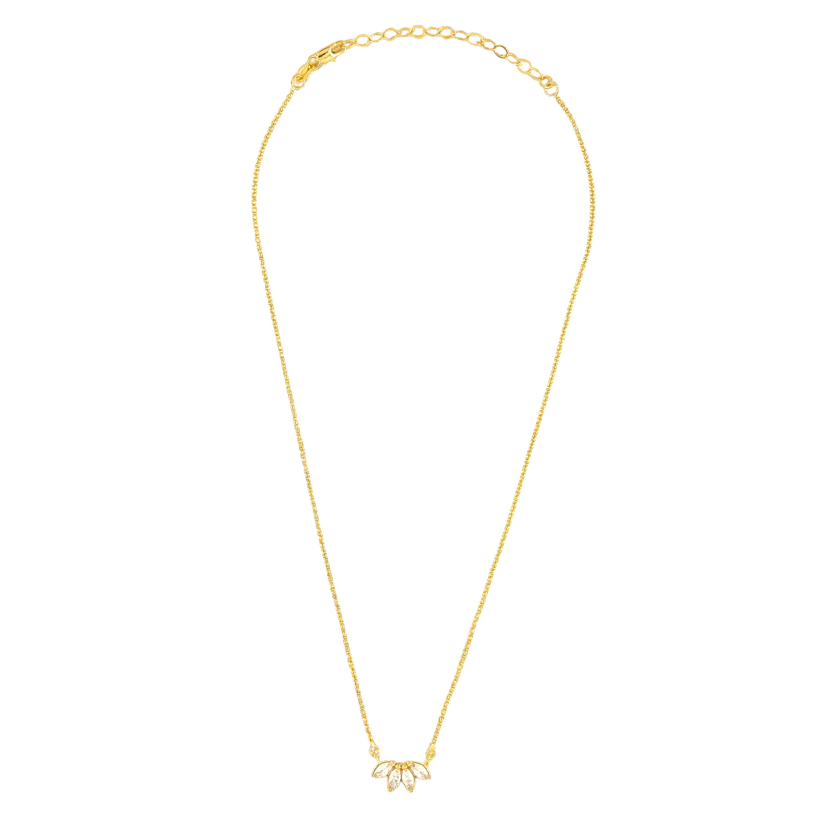 Lotus Flower CZ Necklace in 18K gold-filled, view 10