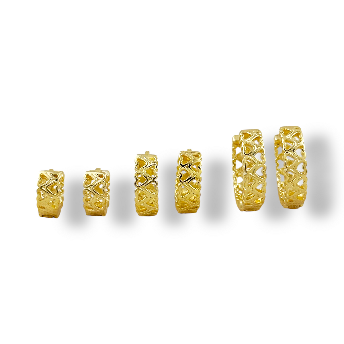 Twin Hearts Huggie Hoop Earrings in 18K gold-filled, view 3