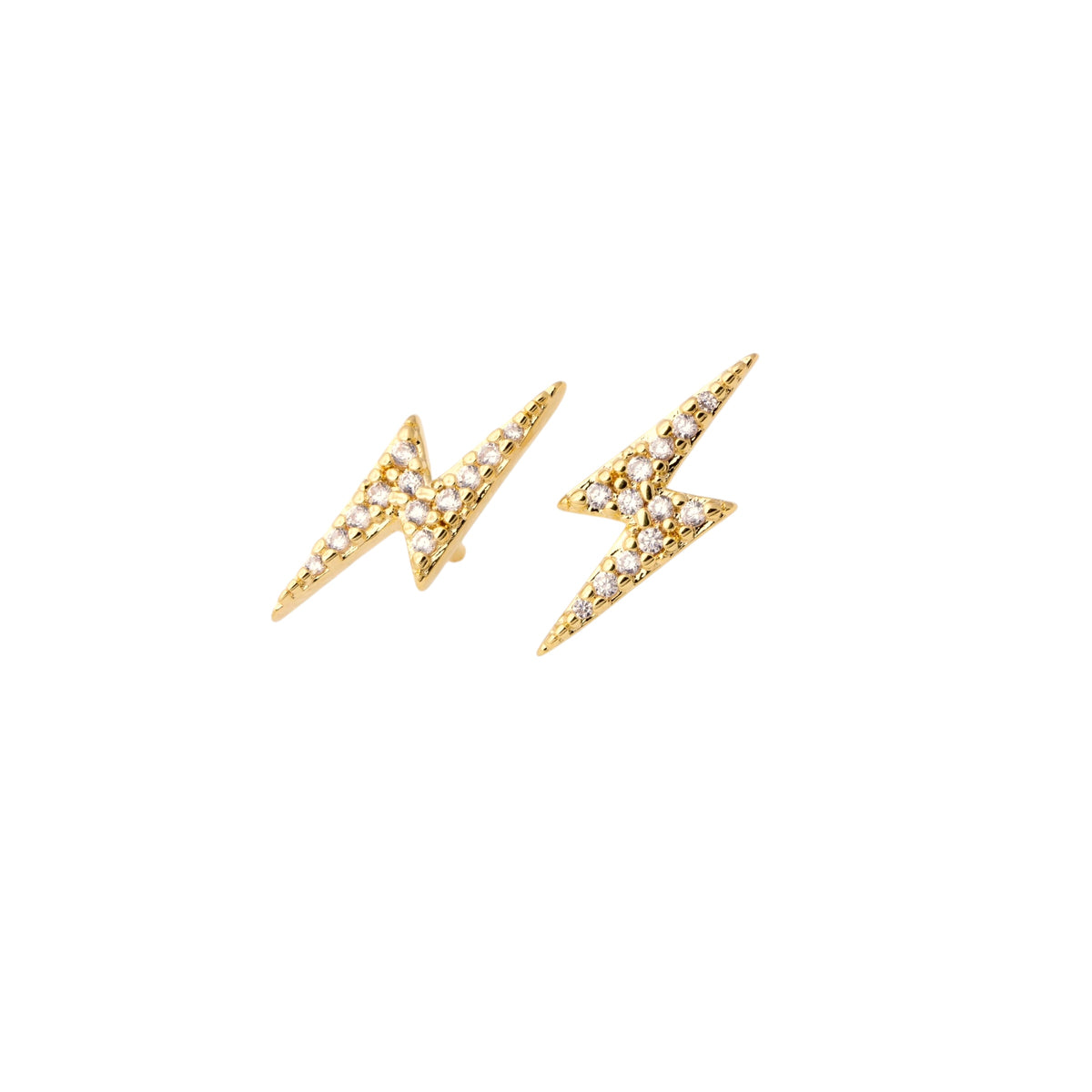 Lightning Bolt 14mm Stud Earrings in 18K gold-filled, view 3
