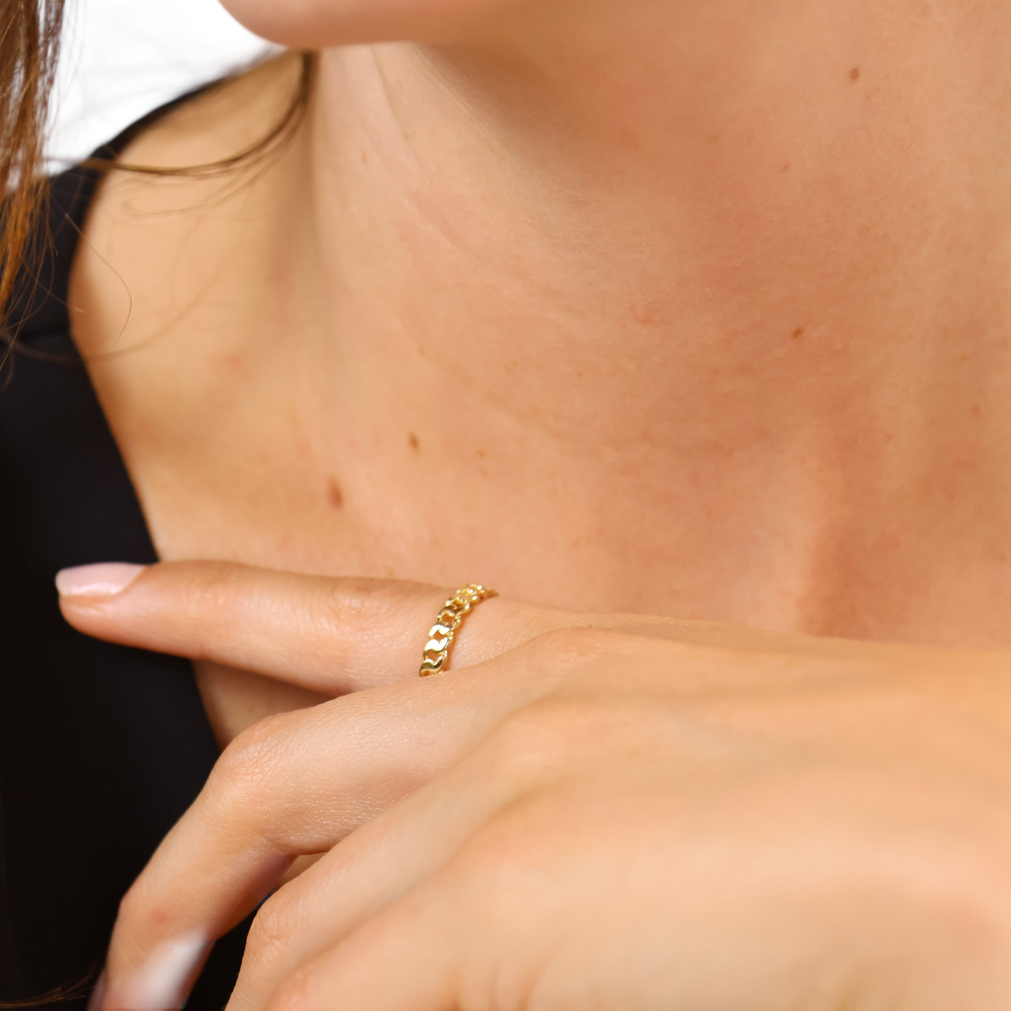 2.5mm Cuban Chain 18k Gold Filled Ring