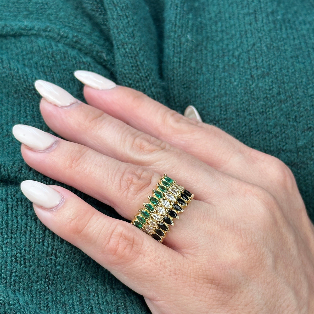 Marquise CZ Eternity Band Ring in 18K gold-filled, view 3
