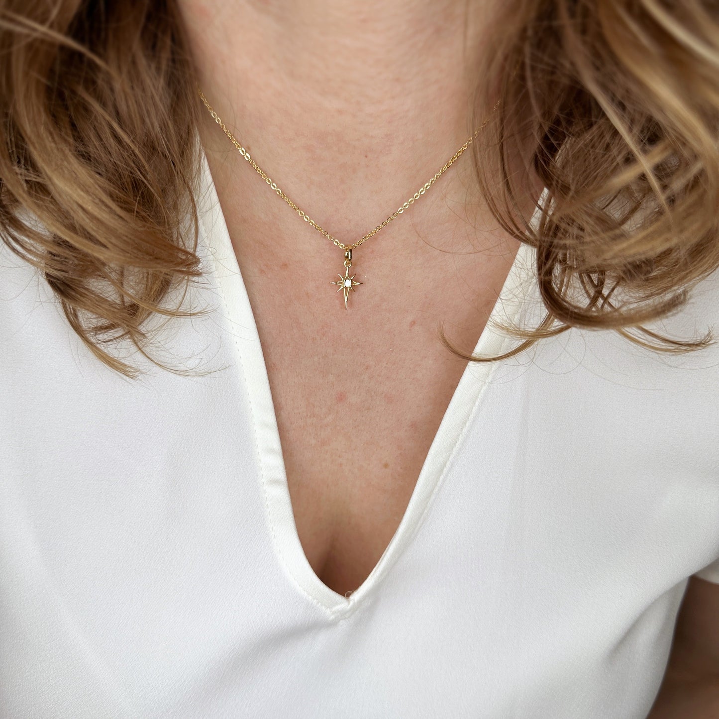 15mm CZ Starburst 18K Gold Filled Pendant