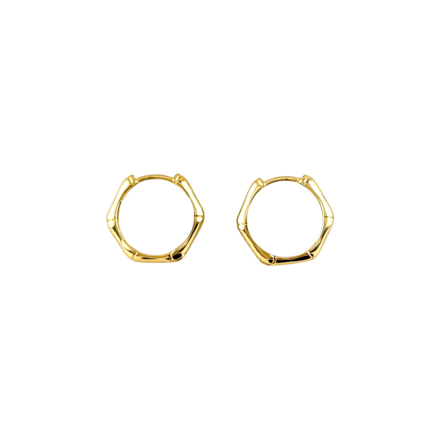 Bamboo Texture Huggie 18K Gold Filled Hoop Earrings