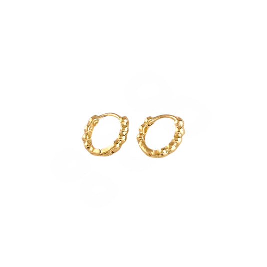 Beaded Huggie 18K Gold Filled Hoop Earrings