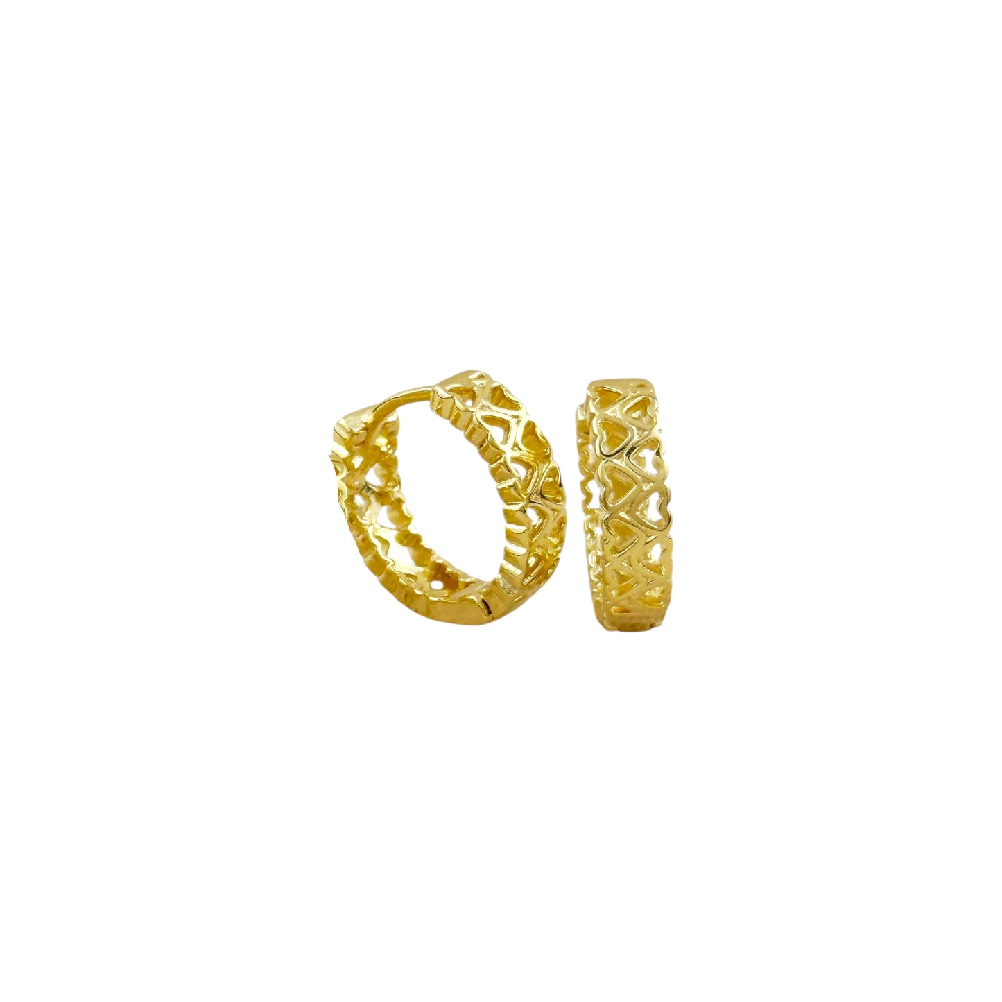 Twin Hearts Huggie 18k Gold Filled Hoop Earrings