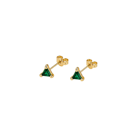 Solitaire Triangle CZ 4mm 18K Gold Filled Stud Earrings