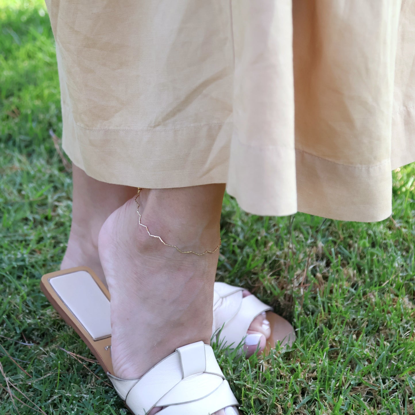 1mm Zig Zag Chain 18k Gold Filled Anklet