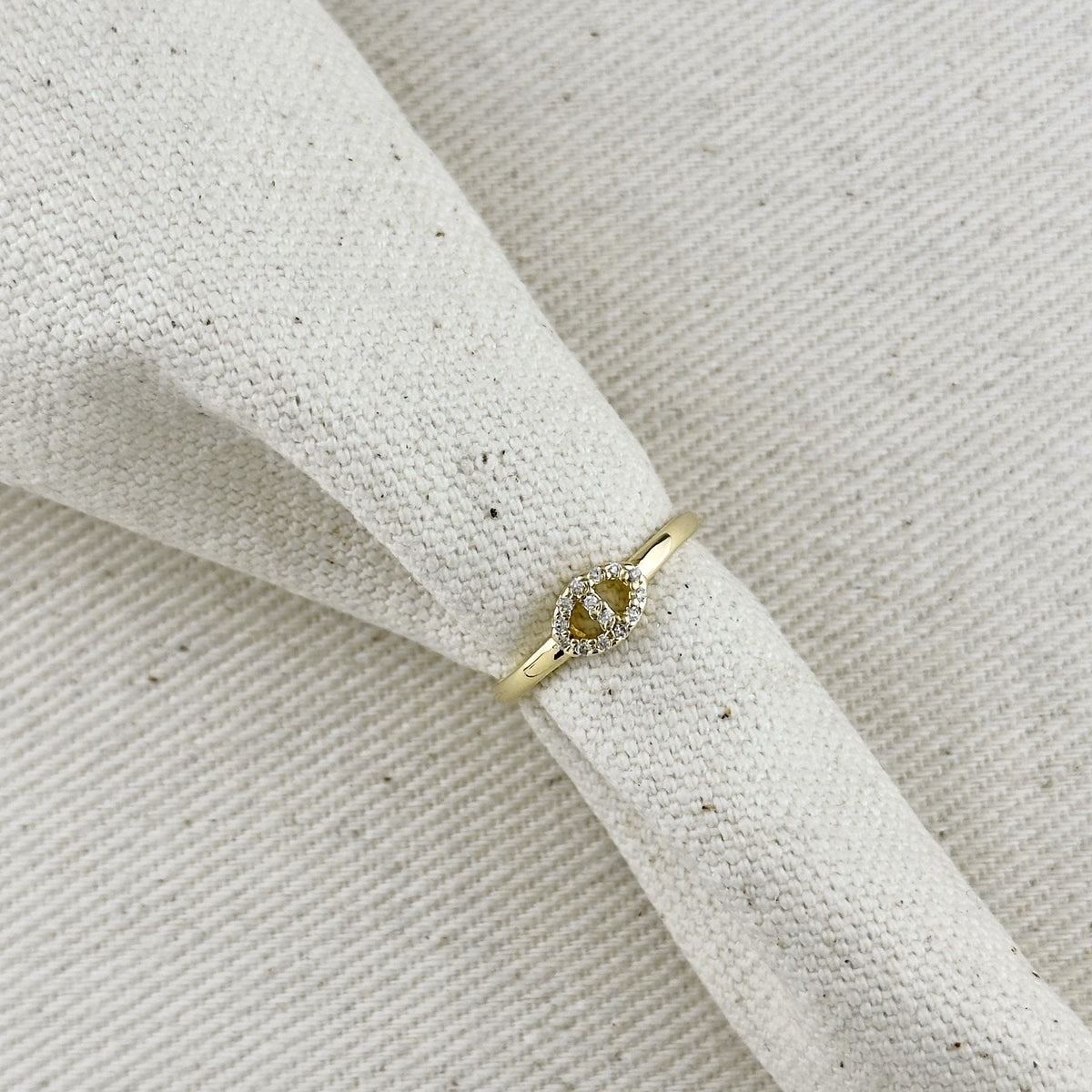 Pavé CZ Mariner Link Ring in 18K gold-filled, view 6