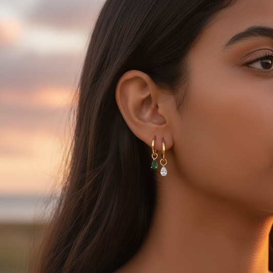 Mini Teardrop CZ Charm 18k Gold Filled Earring