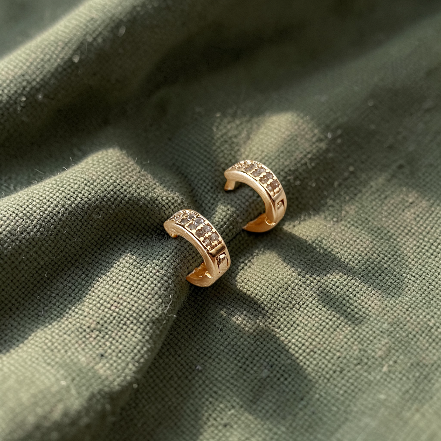 9mm Micro Pavé CZ Huggie Hoop 18K Gold Filled Earrings