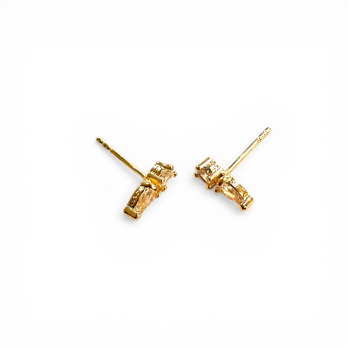 Mini CZ Drop 10mm Stud Earrings in 18K gold-filled, view 4