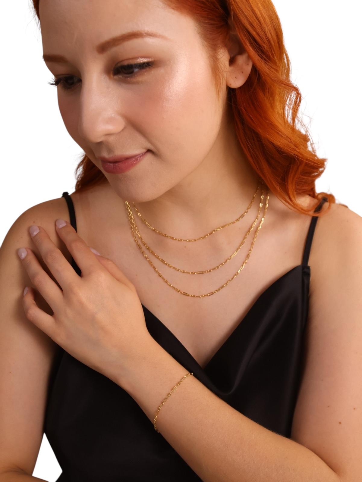 2.1mm 3x1 Paperclip Link Chain 18k Gold Filled Necklace