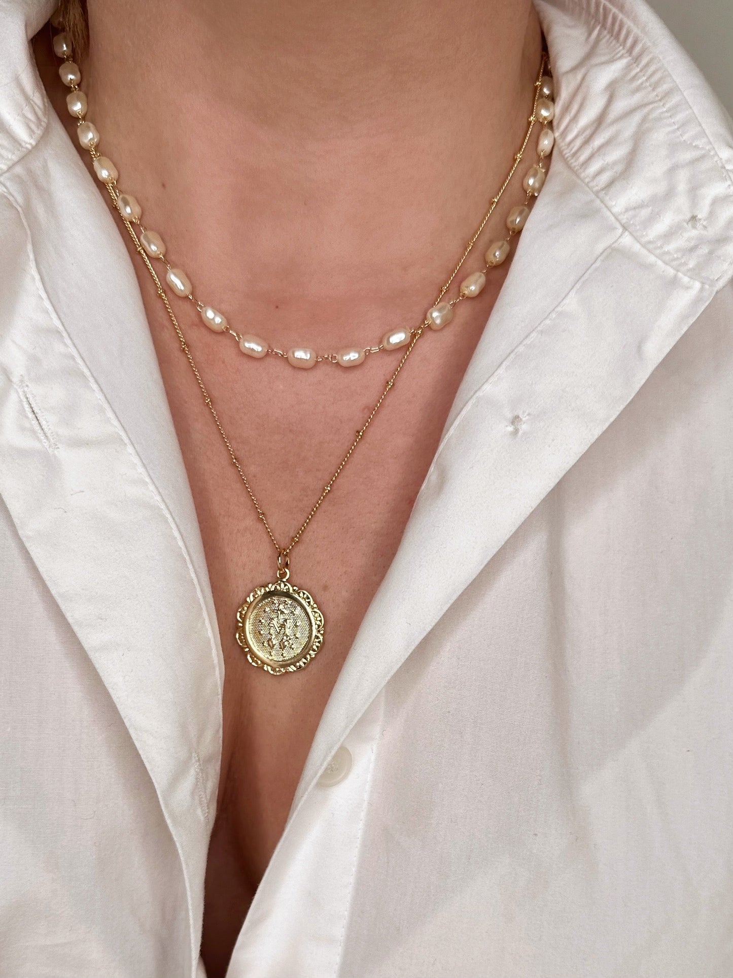 Fleur-de-Lis Medal 18K Gold Filled Pendant