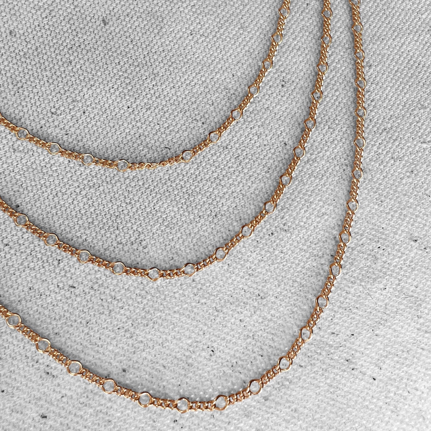 Rounded Figaro Link Chain 18k Gold Filled Necklace